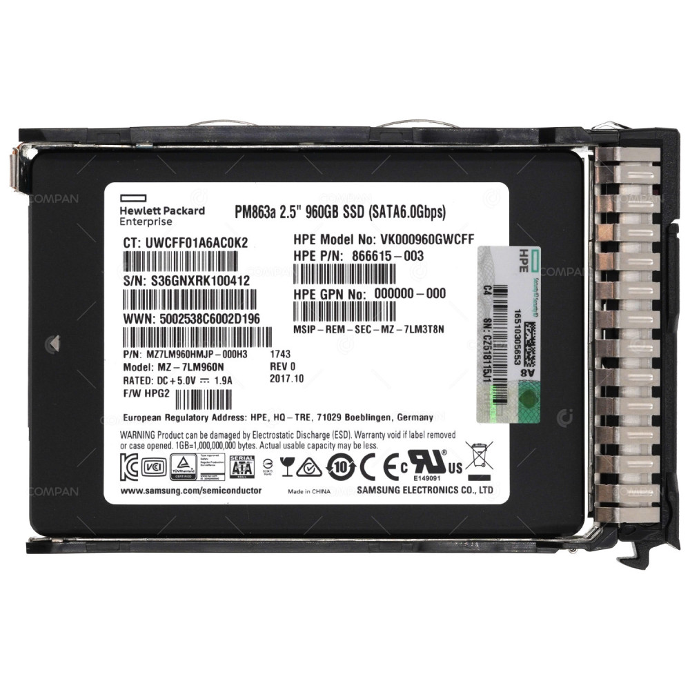 868928-001 HP SSD 960GB SATA 6G 2.5" SFF FOR HP PROLIANT DL380 G8 G9 G10